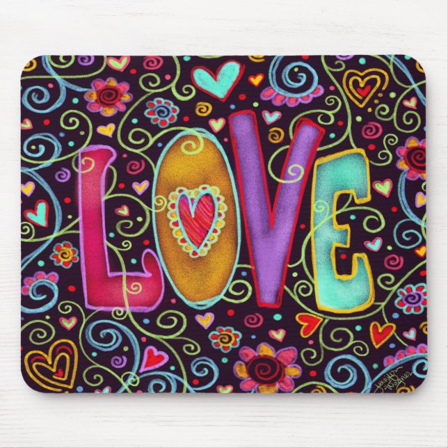 Fun Colourful Cheerful LOVE Mouse Pad (Front)