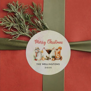 Fun Colourful Christmas Cocktail Party Classic Round Sticker