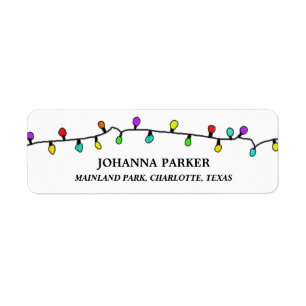 Fun Colourful Christmas Lights Holiday Pattern Return Address Label