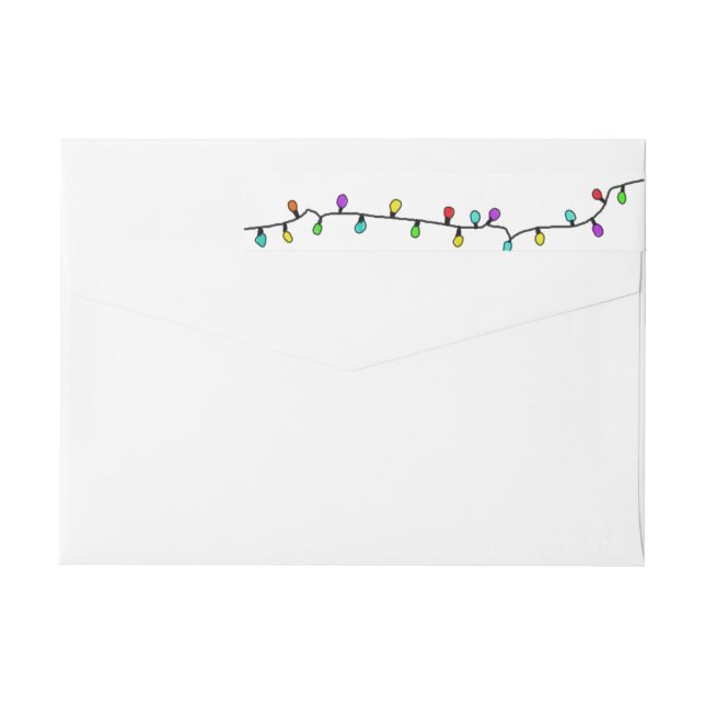 Fun Colourful Christmas Lights Holiday Wrap Around Label (Back)