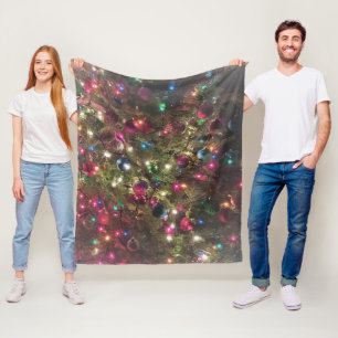 Fun Colourful Christmas Tree Lights Fleece Blanket