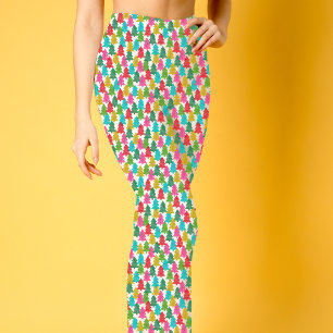 Fun Colourful Christmas Trees Pattern Leggings