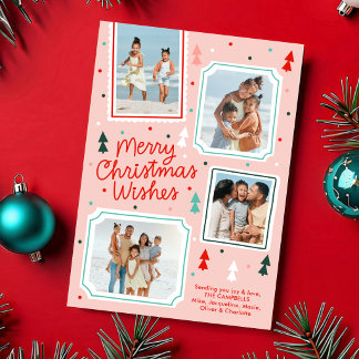 Fun Colourful Christmas Wishes 4 Photo Holiday Card