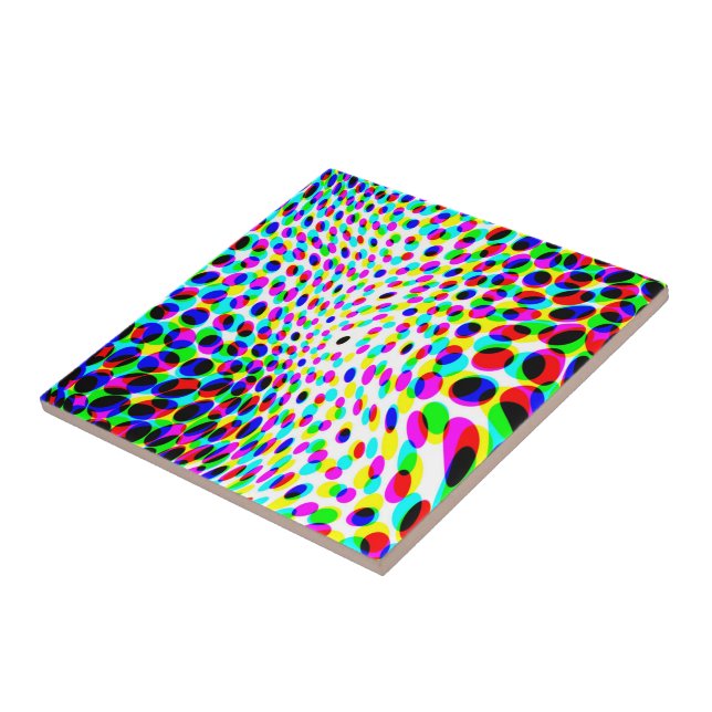 Fun Colourful Circles Ceramic Tile (Side)