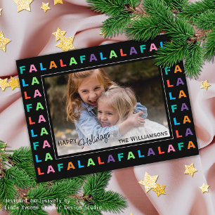 Fun Colourful Classic FA LA LA LA Holiday Season Postcard