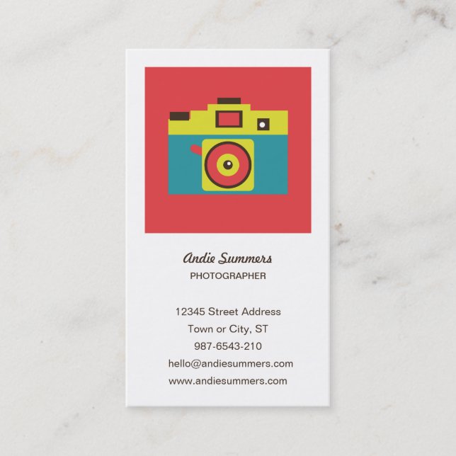 Fun Colourful CMYK Lomo Camera Photographer Business Card (Front)