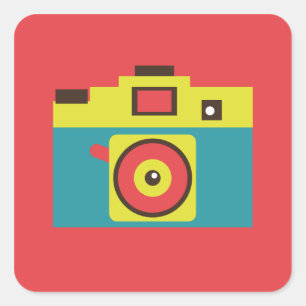 Fun Colourful CMYK Lomo Camera Photographer Square Sticker