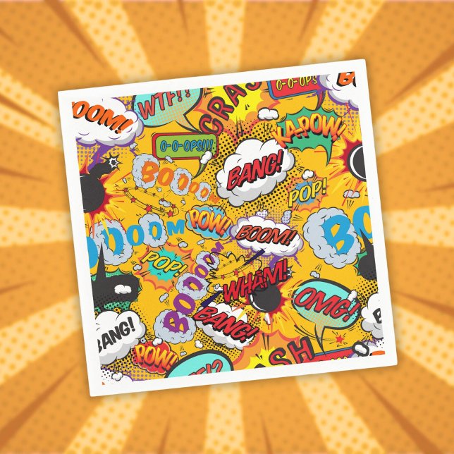 Fun Colourful Comic Book Typography Napkin (Fun Colorful Comic Book Typography Napkins)