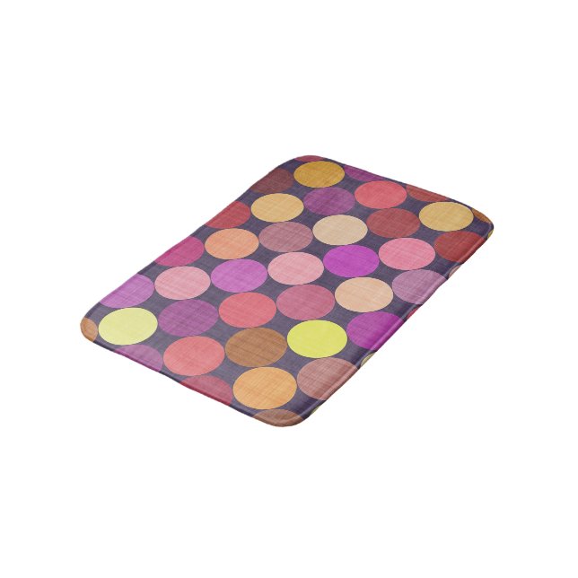 Fun Colourful Contemporary Polka Dots Art Pattern Bath Mat (Angled)
