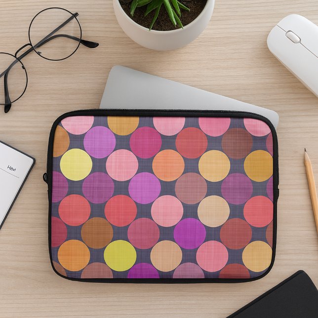 Fun Colourful Contemporary Polka Dots Art Pattern Laptop Sleeve (Creator Uploaded)