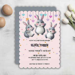 Fun Colourful Cute Hoppers Bunny Baby Shower Invitation