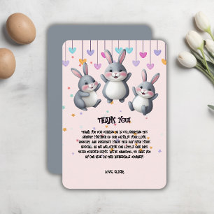 Fun Colourful Cute Hoppers Bunny Baby Shower Thank You Card