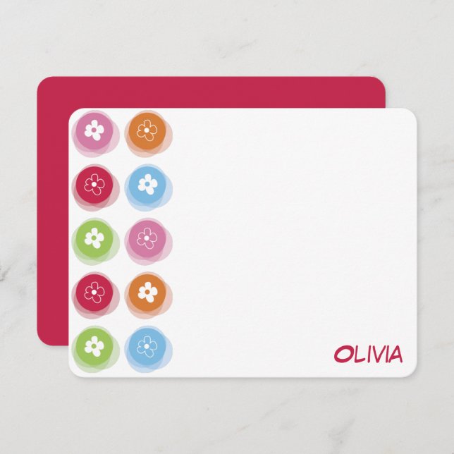 Fun Colourful Daisy Fuzzy Dots Kid's Birthday Phot Thank You Card (Front/Back)