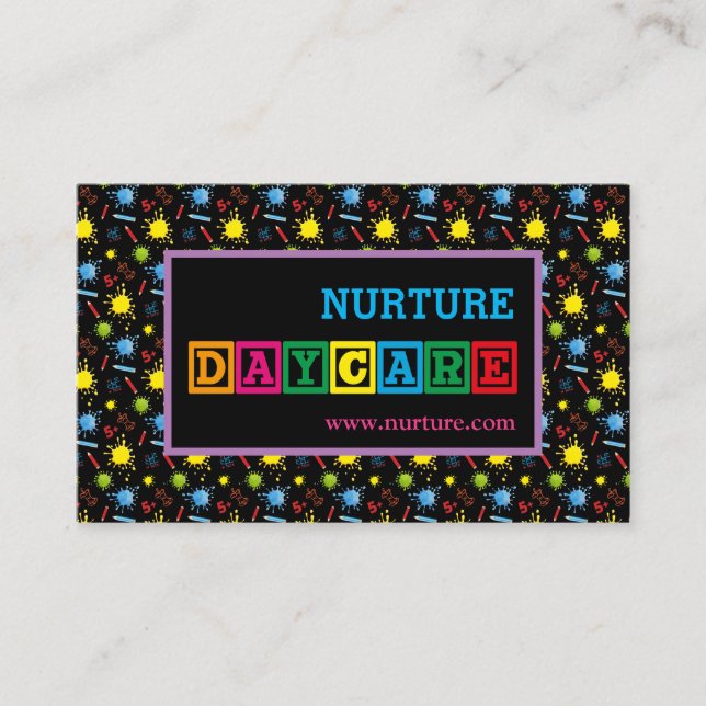 Fun Colourful Daycare Business Card (Front)