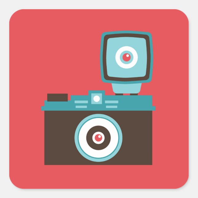 Fun Colourful Diana Lomo Camera Photographer Square Sticker (Front)