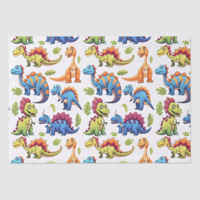 Fun Colourful Dinosaur Themed Dino-Mite  Tissue Paper (Front)