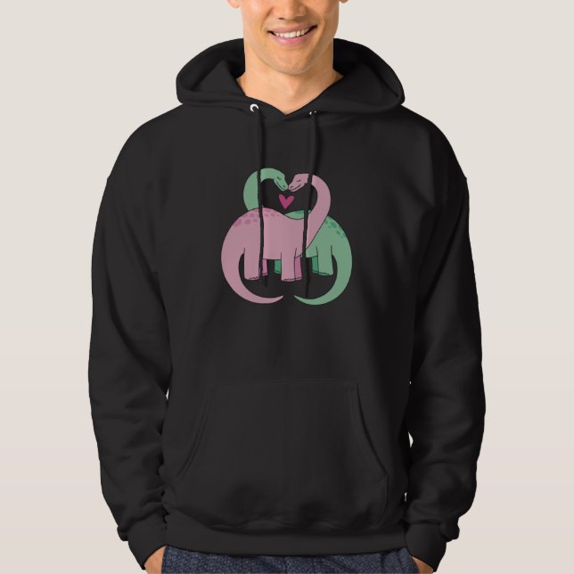 Fun colourful dinosaur with hearts for men women c hoodie (Front)