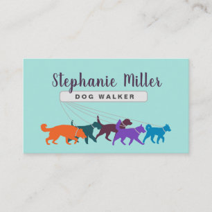 Fun Colourful Dogs - Dog Walker Business Card