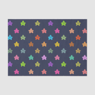 Fun Colourful Doodle Stars on Dark Blue Tissue Paper