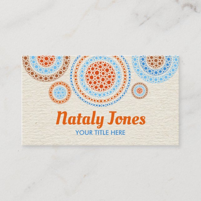 Fun Colourful Dot Art Circles Business Card (Front)