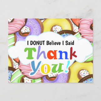 Fun Colourful Doughnuts Thank You Postcard