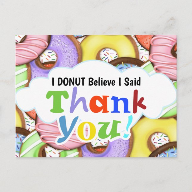 Fun Colourful Doughnuts Thank You Postcard (Front)
