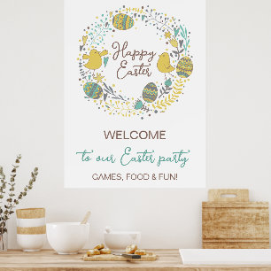 Fun Colourful Easter Brunch Egg Hunt Welcome Sign