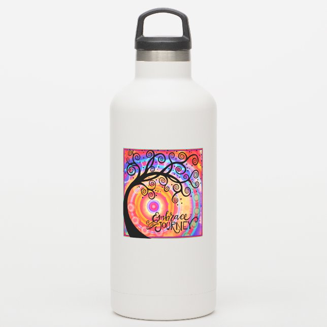 Fun Colourful Embrace the Journey Tree (Waterbottle)