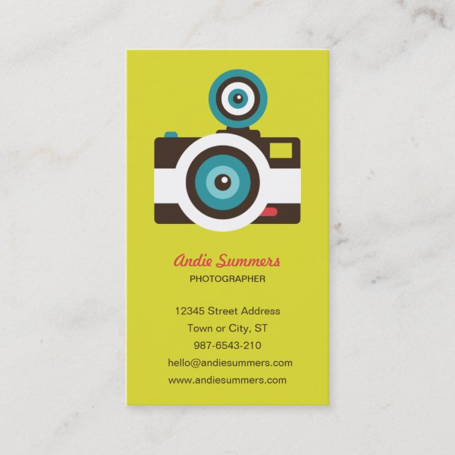 Fun Colourful FishEye Camera Photographer Business Card (Front)