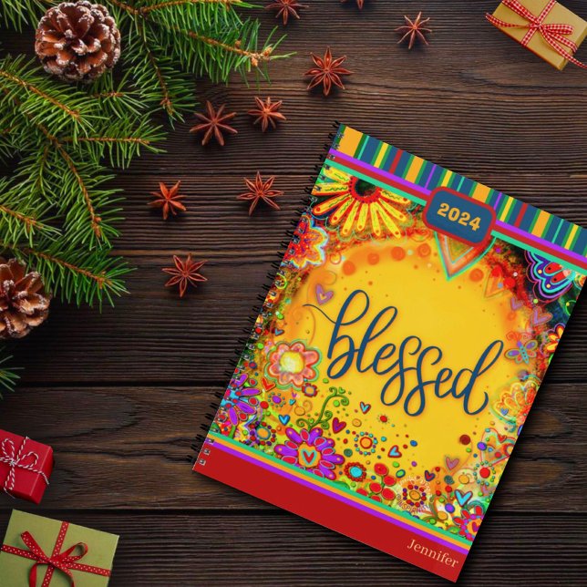 Fun Colourful Floral Hearts Blessed Name Date Planner (Creator Uploaded)