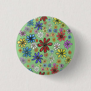 Fun Colourful Flowers 3 Cm Round Badge