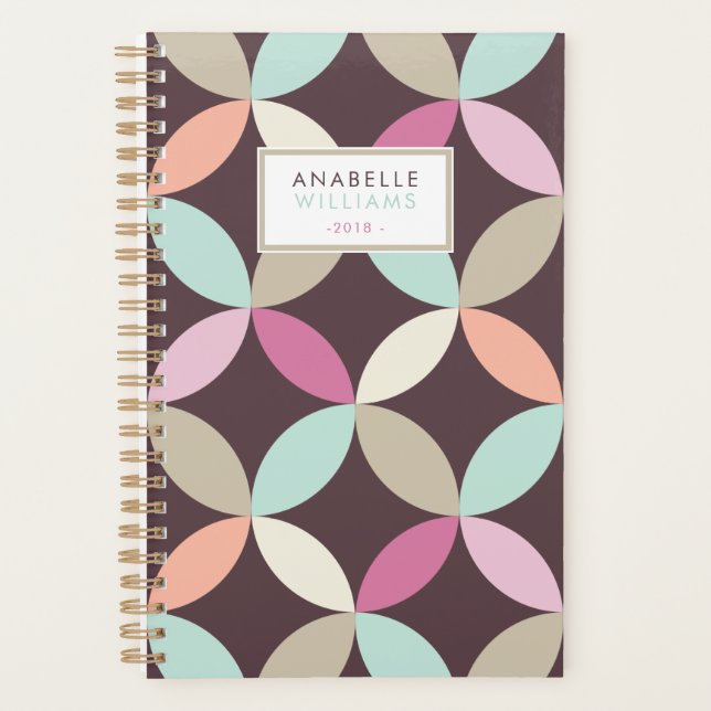 Fun Colourful Geometric Pattern Planner (Front)