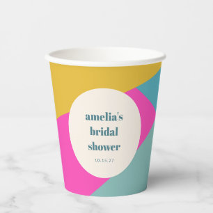 Fun Colourful Geometric Unique Custom Bridal Showe Paper Cups