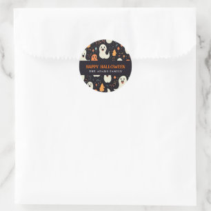 Fun Colourful Ghosts Personalised Happy Halloween Classic Round Sticker