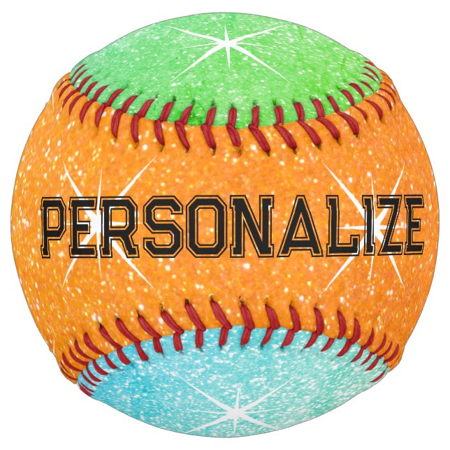 Fun colourful glittery softball with sparkles (Back)