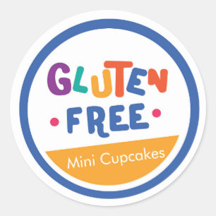 Fun colourful gluten free food label