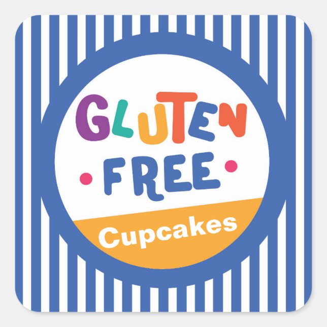 Fun colourful gluten free food label (Front)