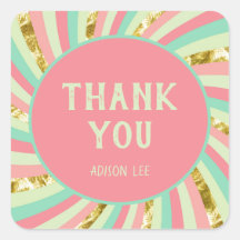 Fun Colourful Gold Pink Small Business Thank You 