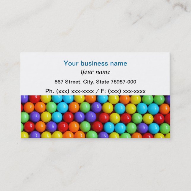 Fun colourful gumball business card. business card (Front)