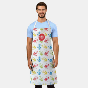 Fun Colourful Handprint Pattern Apron