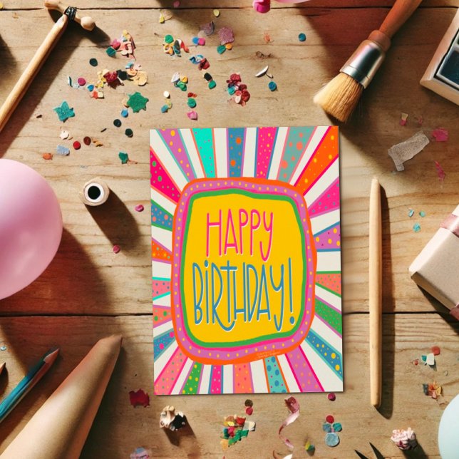 Fun Colourful Happy Birthday Modern Cute Kids Card (Creator Uploaded)