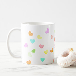 Fun colourful hearts happy watercolor rainbow coffee mug
