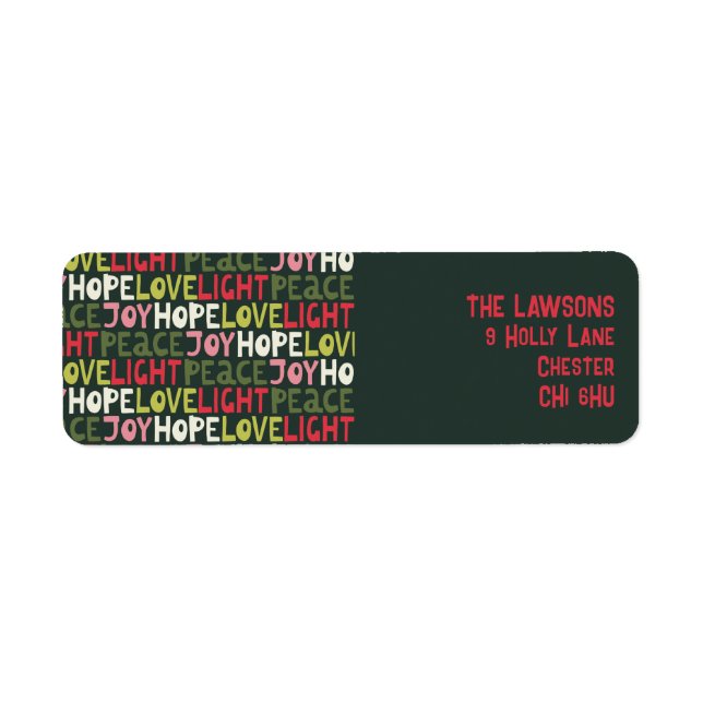 Fun Colourful Holiday Lettering Pattern Return Address Label (Front)