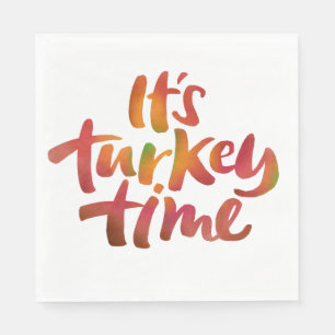 Fun Colourful It's Turkey Time Thanksgiving Dinner Napkin