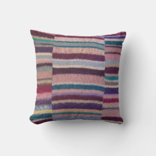 fun colourful knitted stripes vintage cushion