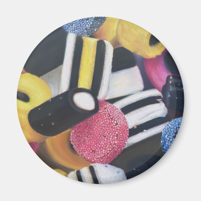 Fun, colourful Liquorice Allsorts magnet (Front)