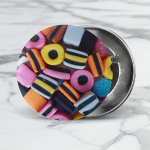 Fun, colourful, liquorice candy 3 cm round badge