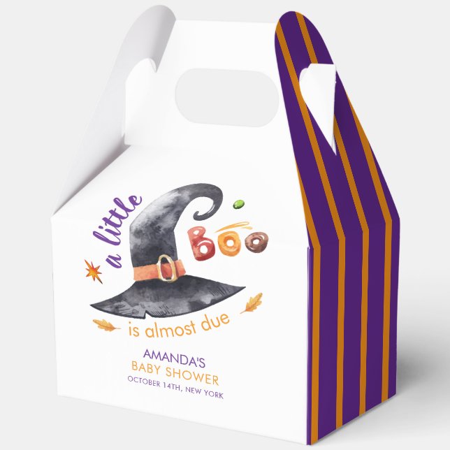 Fun Colourful  Little Boo Witch Hat Baby Shower Favour Box (Front)