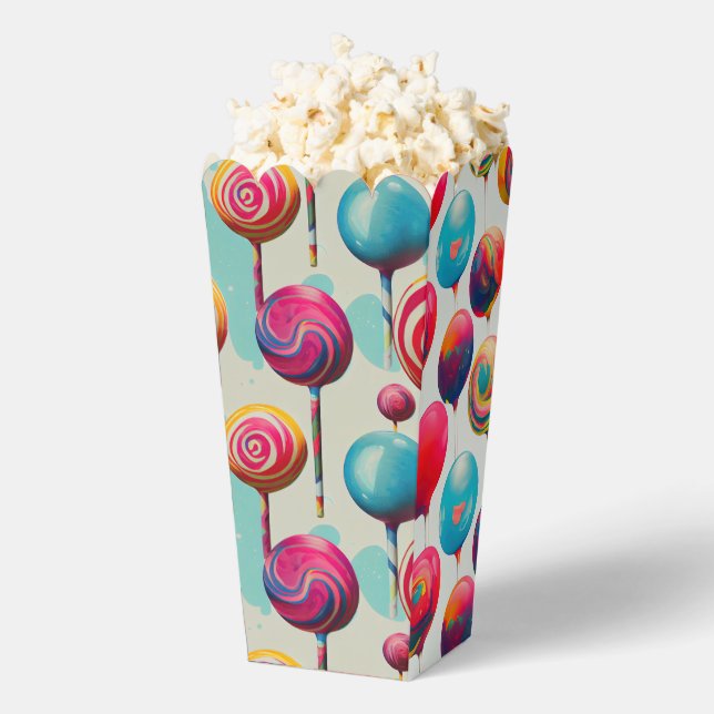Fun Colourful Lollipops Popcorn Favour Box (Popped)