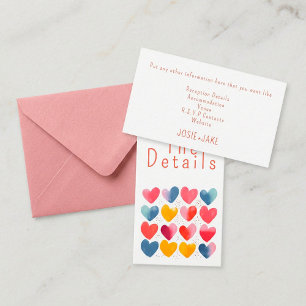 Fun colourful love hearts wedding The Details Enclosure Card